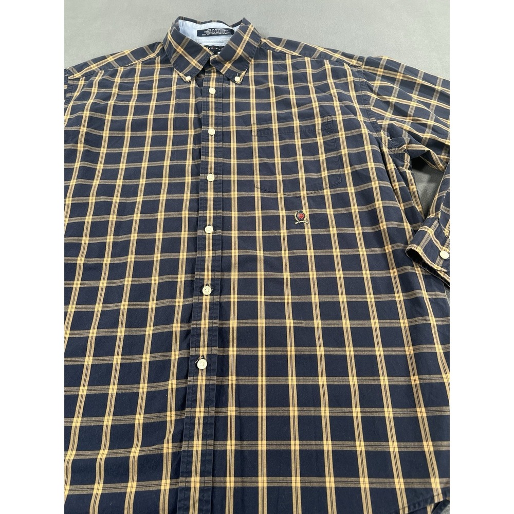 Vintage Tommy Hilfiger Button Down Shirt Sz Large Plaid Checkered Preppy 90s - Picture 2 of 11